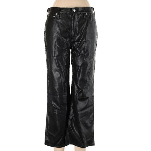 J. Crew Pants - J.Crew Faux Leather Black Boot Leg Cut Pants Women’s Size 30/10 NWT